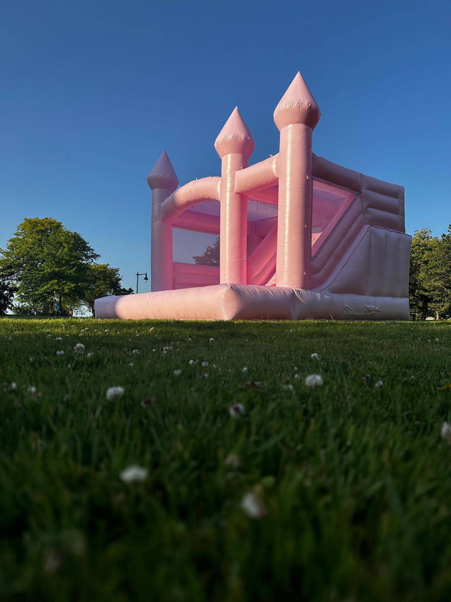 Large pink castle toy from My Store with tall towers and detailed design, ideal for children's imaginative play.