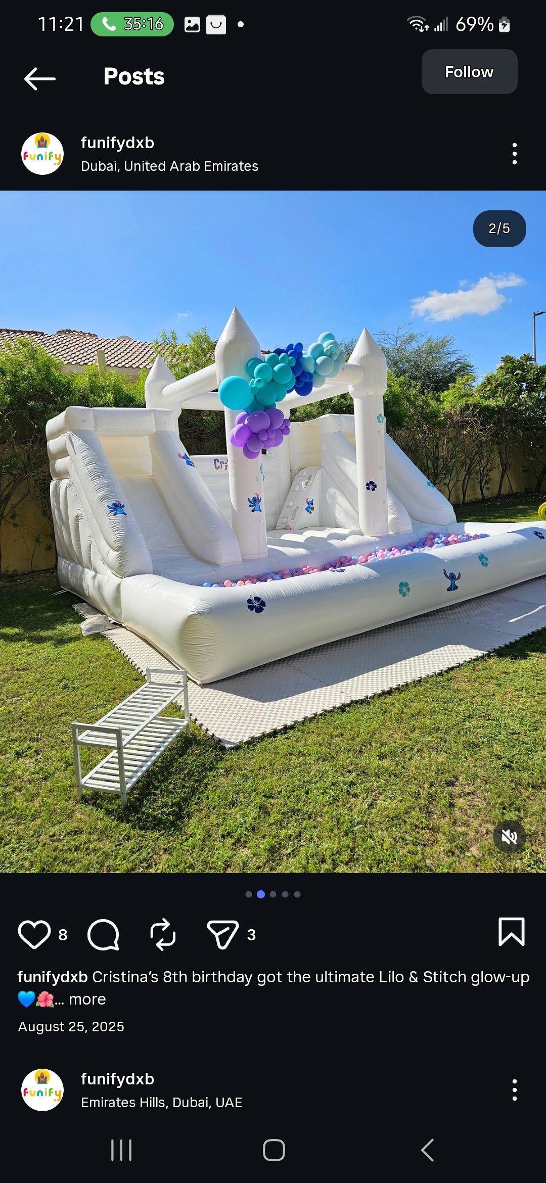 White double slide bouncy castle with ballpit, inflatable play structure from Aura Luxury Rental Ltd, ideal for children's outdoor fun.
