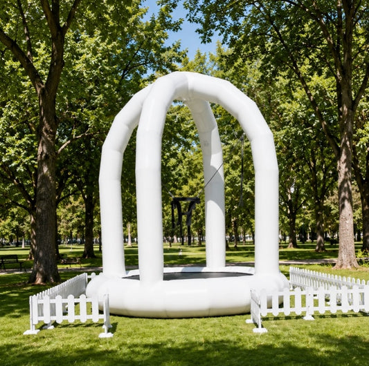 Inflatable slingshot swing from Aura Luxury Rental Ltd with colorful, durable material and secure handles for outdoor fun.