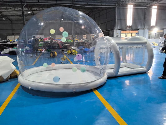 Aura Luxury Rental Dome Balloon House featuring a colorful inflatable dome structure suitable for events and outdoor gatherings.