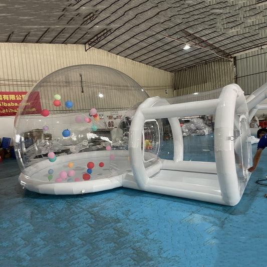 Colorful dome balloon house by Aura Luxury Rental Ltd, featuring a vibrant, inflatable structure suitable for outdoor events.